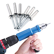 Дрилі шурупокрути дремелі насадки та аксесуари Насадка-заклепочник на дриль і шуруповерт для витяжних заклепок універсальна