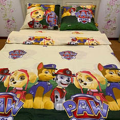 Двоспальний дитячий комплект постільної білизни з тканини Бязь Голд "Патруль бежевий"