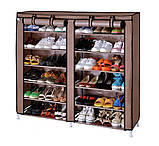 Мобільна тканинна шафа-органайзер HCX для зберігання речей і взуття T-2712 на 2 секції, фото 3