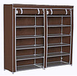 Мобільна тканинна шафа-органайзер HCX для зберігання речей і взуття T-2712 на 2 секції, фото 4