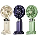 Портативний вентилятор Mini fan XL-880 діаметр 9 см із підставкою для телефона та дисплеєм, фото 2
