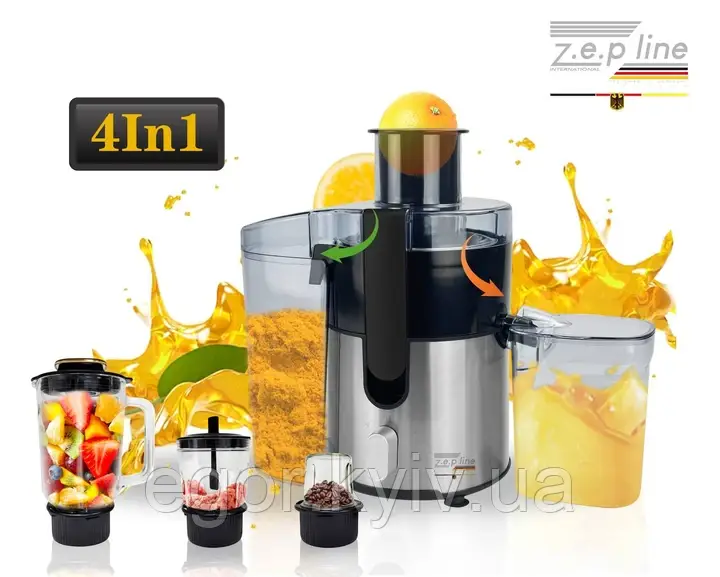 Соковижималка електрична 4в1 (блендер, міміксер, кавомолка) 3000 Вт Zepline ZP-122 Універсальний кухонний до, фото 1