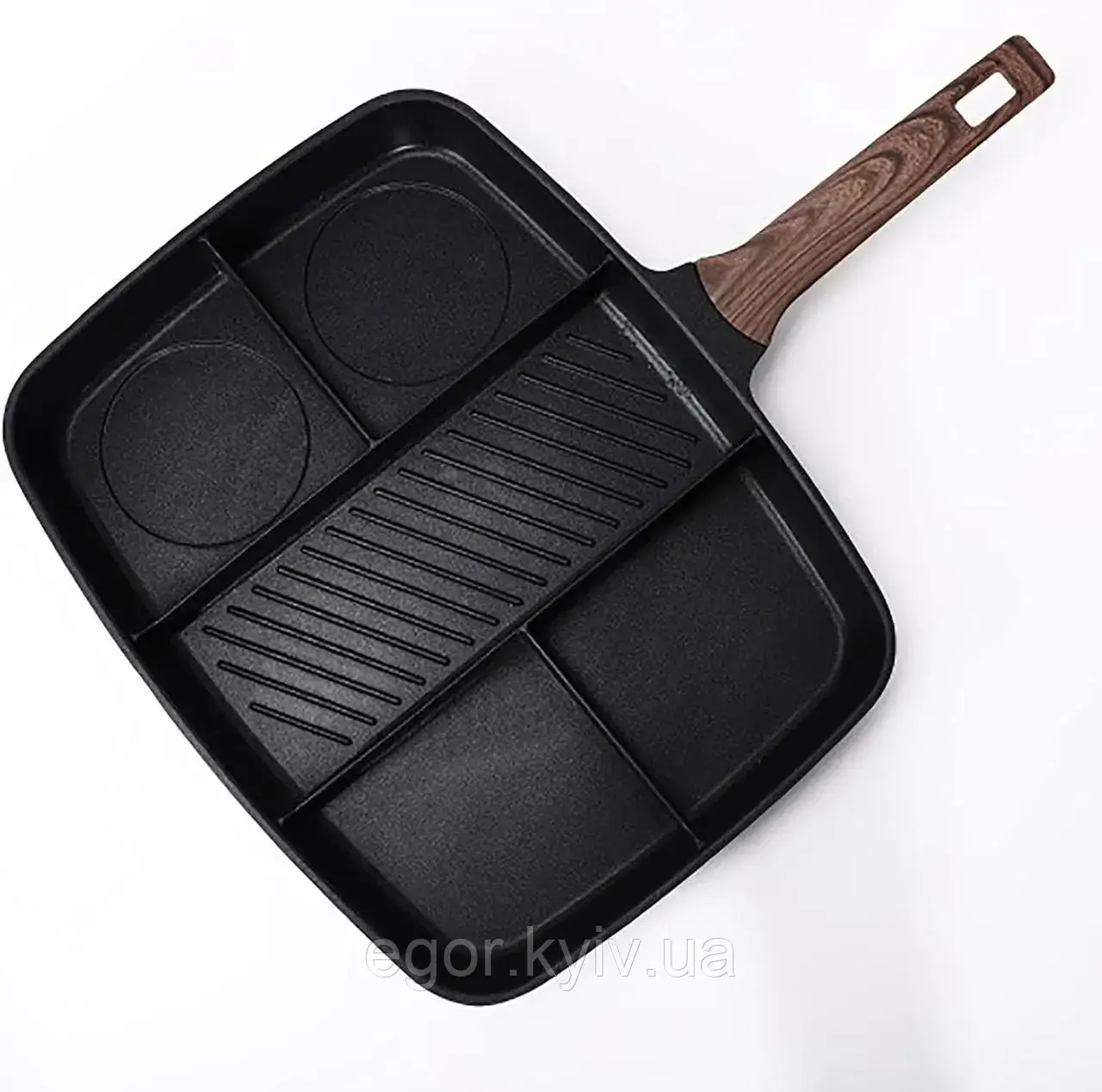 Універсальна сковорода з п'ятьма розділеними секціями й антипригарним покриттям, фото 1
