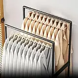 Подвійна стійка-вішалка 112×56×30 см на колесах із полицею для взуття YH9918-1, фото 2