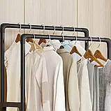 Подвійна стійка-вішалка 112×56×30 см на колесах із полицею для взуття YH9918-1, фото 6