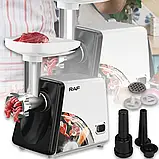 Електрична м'ясорубка в металевому корпусі потужністю 2500 Вт RAF R.3367 Біла, фото 4