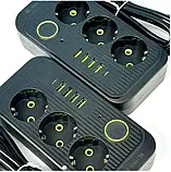 Мережевий фільтр живлення UA Power Socket F09U на 6 метрів 3 розетки +4 USB + Type-C Port, мережевий подовжувач, фото 2