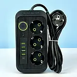 Мережевий фільтр живлення UA Power Socket F09U на 6 метрів 3 розетки +4 USB + Type-C Port, мережевий подовжувач, фото 4