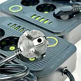 Мережевий фільтр живлення UA Power Socket F09U на 6 метрів 3 розетки +4 USB + Type-C Port, мережевий подовжувач, фото 5
