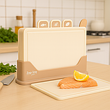 Кухонний набір дощок Zepline ZP-00220 Коричневий — 5 штук, зі зручною підставкою, фото 3