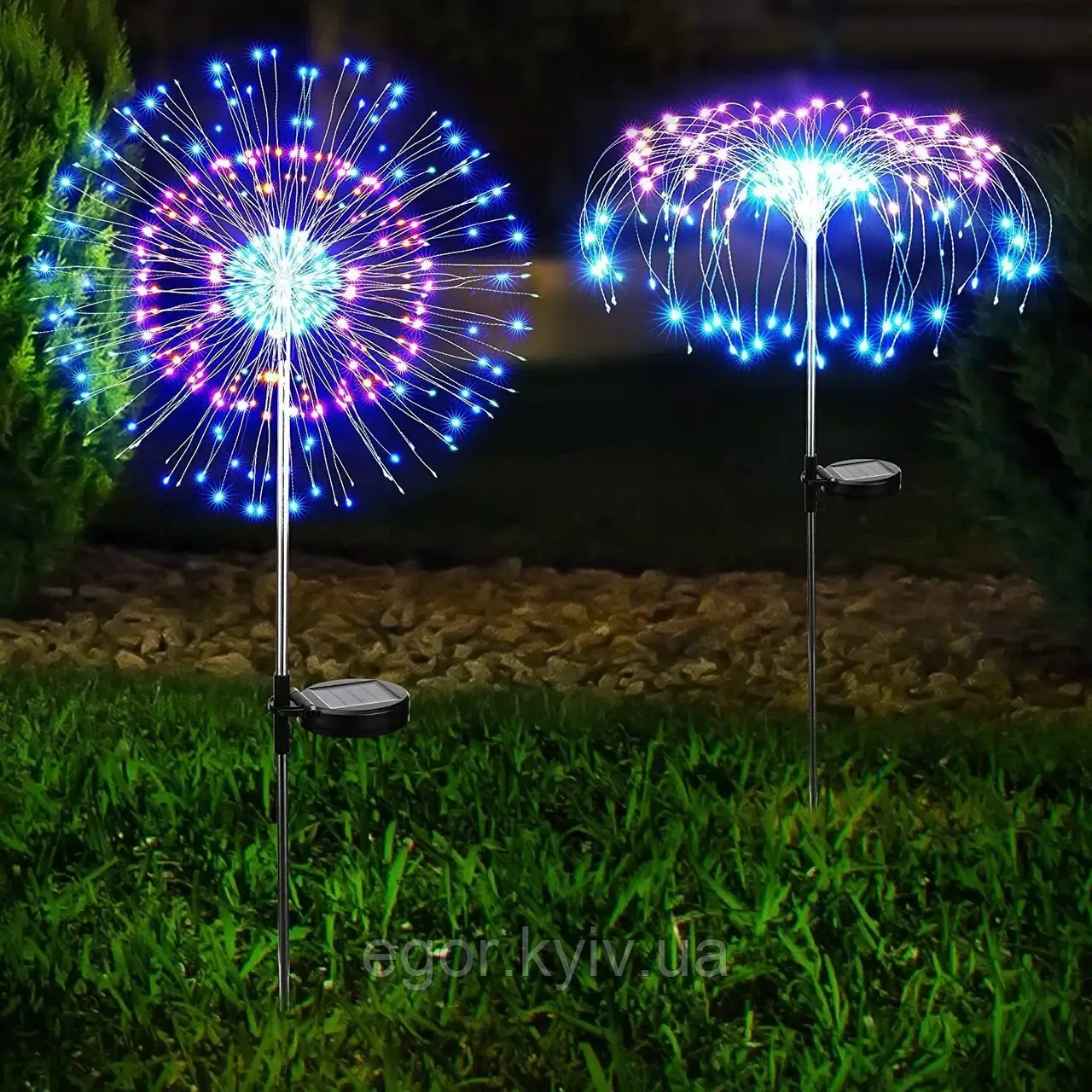 Вуличні садові ліхтарі на сонячній батареї Феєрверк 200 LED 2 шт SFK-41, фото 1
