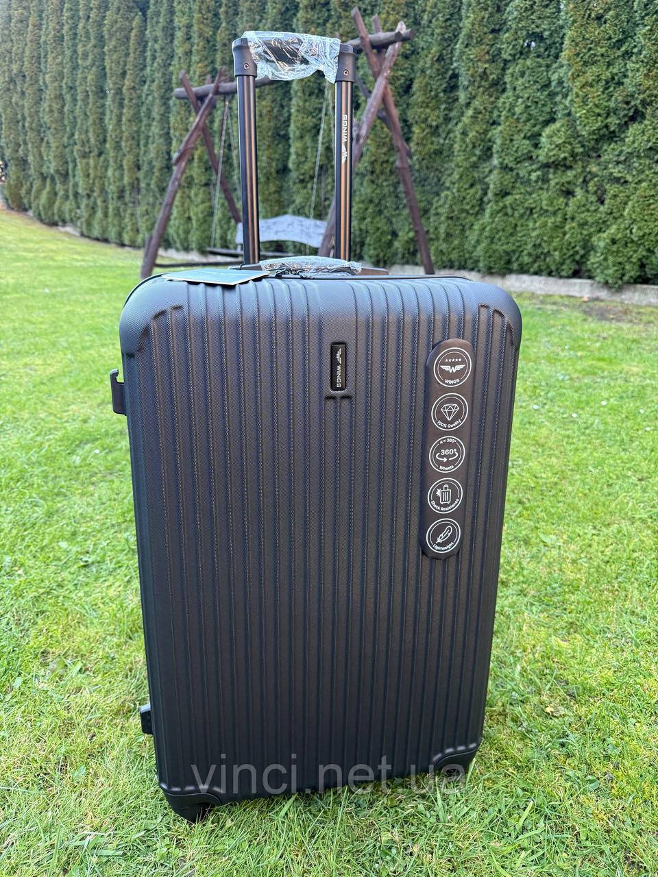 Валіза дорожня на 4х колесах ВЕЛИКА 75x48x29см 97л WINGS TR058 L ЧОРНА, фото 1