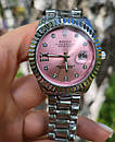 Жіночий годинник Rolex Oyster Perpetual Date just з рожевим циферблатом і камінням, фото 2
