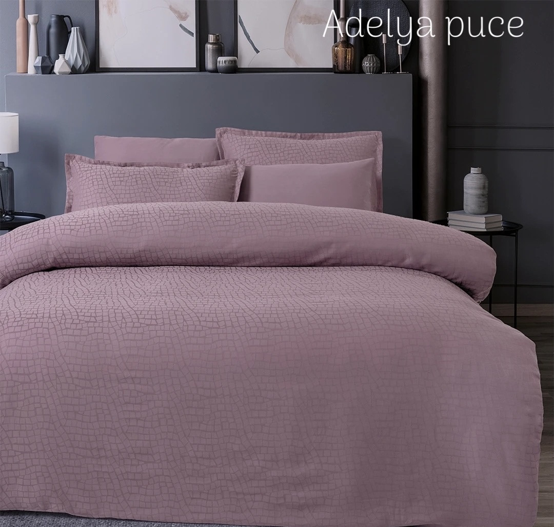 Постільна білизна Altinbasak сатин жаккард євро розмір Adelya puce, фото 1