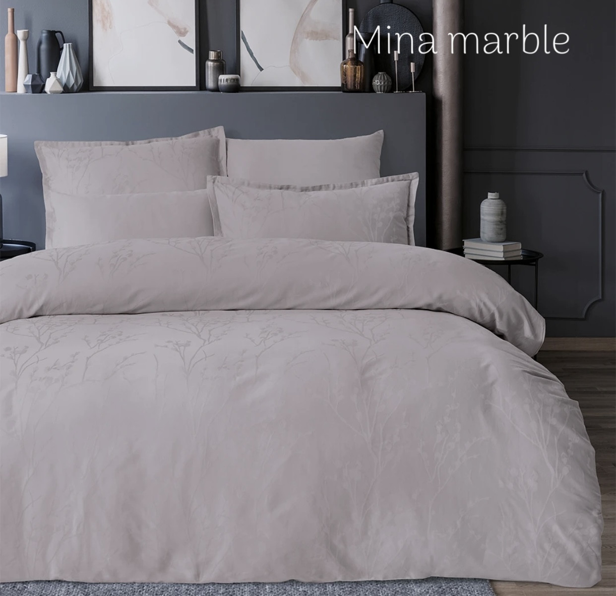 Постільна білизна Altinbasak сатин жаккард євро розмір Mina marble, фото 1