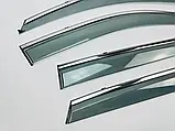 Дефлектори вікон із хром молдингом, вітровики Hyundai Tucson 2004-2012 (неіржавка сталь 3D), фото 2