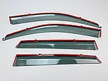 Дефлектори вікон із хром молдингом, вітровики Hyundai Tucson 2004-2012 (неіржавка сталь 3D), фото 3