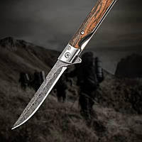 Складаний ніж із дерев'яною ручкою та чохлом 12 см