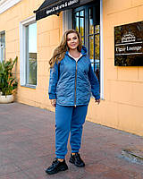 Костюм жіночий спортивний теплий кофта на молнії з плащівки і джогери рр.50-52, 54-56, 58-60, 62-64, фото 5