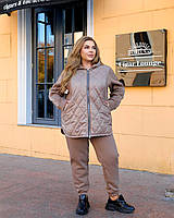 Костюм жіночий спортивний теплий кофта на молнії з плащівки і джогери рр.50-52, 54-56, 58-60, 62-64, фото 6