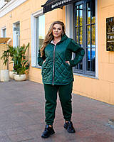 Костюм жіночий спортивний теплий кофта на молнії з плащівки і джогери рр.50-52, 54-56, 58-60, 62-64, фото 8