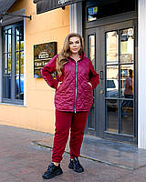 Костюм жіночий спортивний теплий кофта на молнії з плащівки і джогери рр.50-52, 54-56, 58-60, 62-64, фото 7