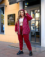 Костюм жіночий спортивний теплий кофта на молнії з плащівки і джогери рр.50-52, 54-56, 58-60, 62-64, фото 2