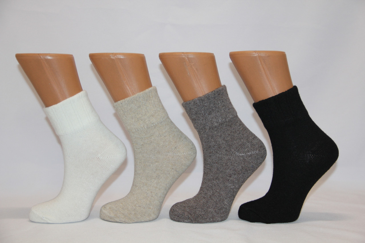 Жіночі шкарпетки з гумкою в рубчик зі 100% вовна НЛ 36-40 пастельні асорті