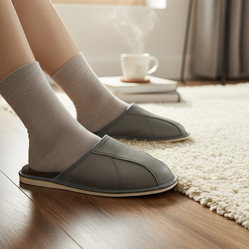 Шкіряні чоловічі капці на хутрі 438-41, фото 1