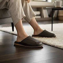 Шкіряні чоловічі капці на хутрі 432-41