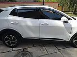 Дефлектори вікон із хром молдингом, вітровики Kia Sportage 2022- (неіржавка сталь 3D), фото 4