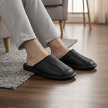 Шкіряні чоловічі капці на хутрі 445-41