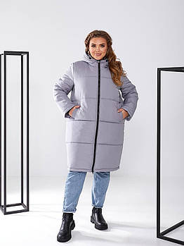 Жіноча зимова куртка-пальто утеплювач холофайбер (Батал і норма)