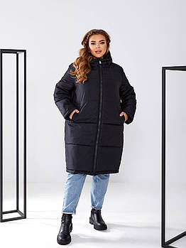 Жіноча зимова куртка-пальто утеплювач холофайбер (Батал і норма)