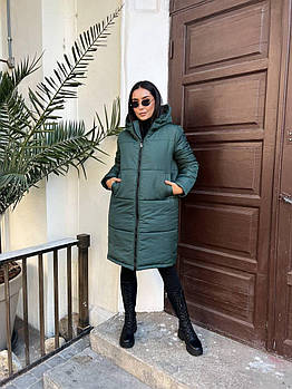 Жіноча тепла куртка пальто утеплювач холофайбер (Норма і батал)