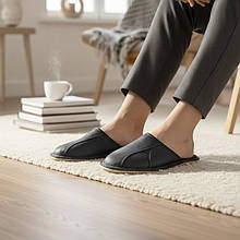 Шкіряні чоловічі капці на хутрі 443-41