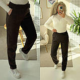 Коричневі теплі жіночі вельветові штани МОМ на флісі, фото 2