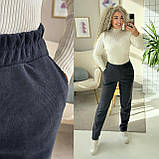 Графітові теплі жіночі вельветові штани МОМ на флісі, фото 2