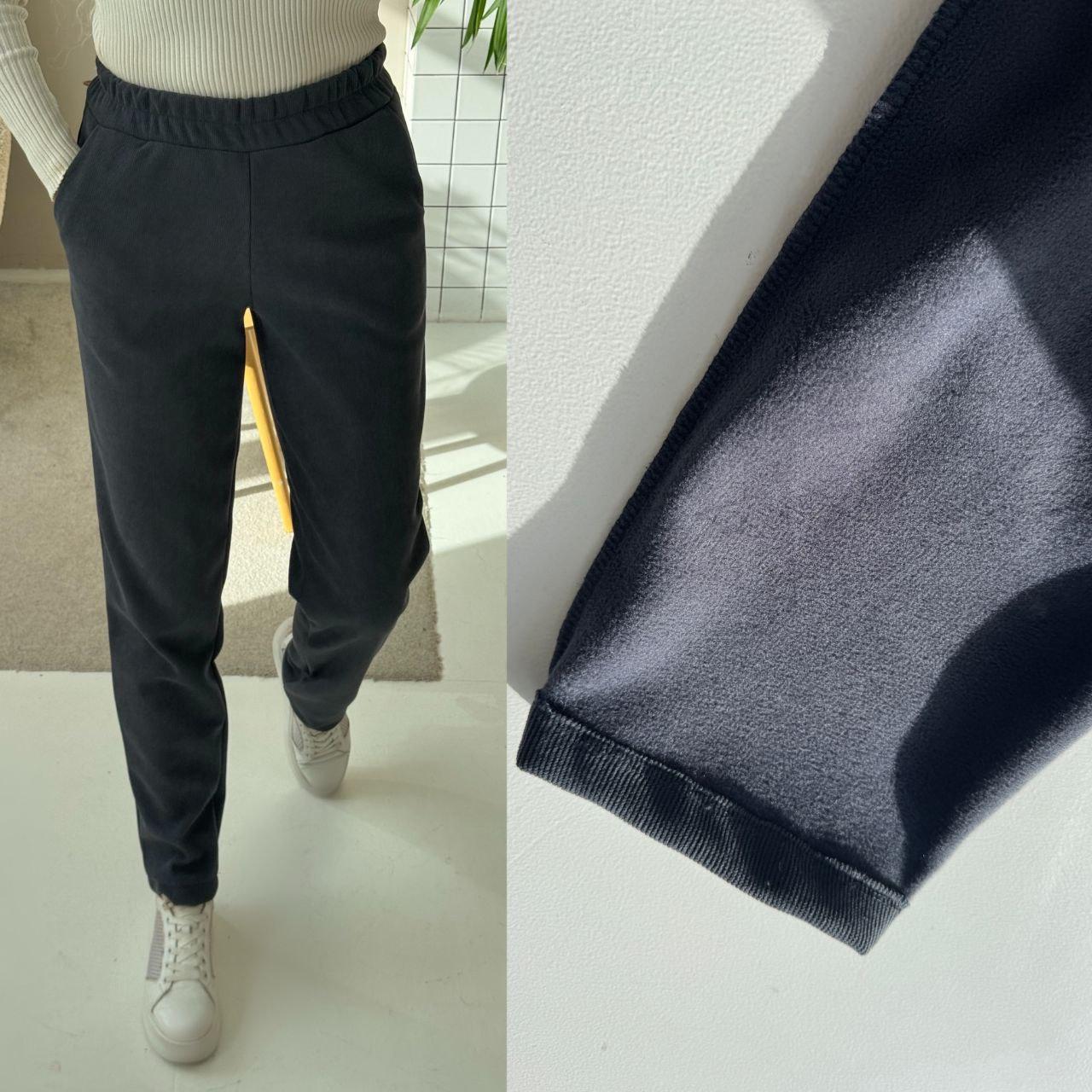 Графітові теплі жіночі вельветові штани МОМ на флісі, фото 1