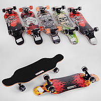 Скейт з 32024 (6) 6 видів, колеса світяться PU d=6см, 6 шарів канадського клена, Підшипники ABEC-9, дека з ручкою