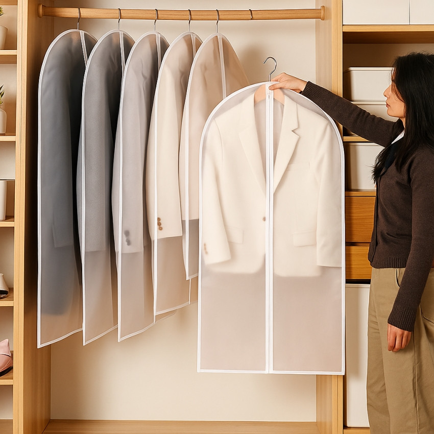Чохол для одягу 60х140 прозорий білий 5шт, фото 1