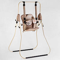 Гойдалка підлогова "Алінка" 24938 (1) бежевий каркас, капучино матерія, бежевий гномик, в пакеті