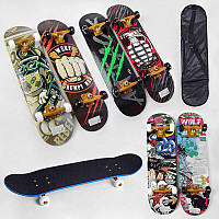 Скейт дерев'яний S 00675 (6) 6 видів, колеса PU, діаметр 5.5 см, Підшипники ABEC-7, Підвіска-алюміній,