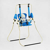 Гойдалка підлогова "Алінка" 205317 (1) бежевий каркас, синя матерія, бежевий гномик