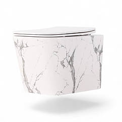 Підвісний унітаз під мармур Qtap Tern з сидінням QT17332303ASMR