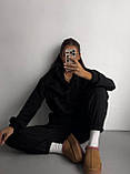 Чорний теплий жіночий костюм із турецької тринитки на флісі з написом на спині, фото 3