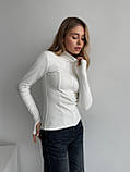 Тепла молочна жіноча обтисла кофта на змійці з тонкого флісу, фото 9