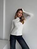 Тепла молочна жіноча обтисла кофта на змійці з тонкого флісу, фото 3