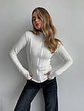 Тепла молочна жіноча обтисла кофта на змійці з тонкого флісу, фото 7