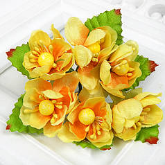 Яблуневий цвіт, букетик 6 квіточок, жовтий
